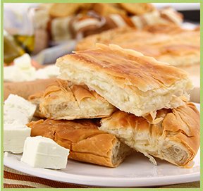 Traditional cheese pie with yogurt and feta cheese